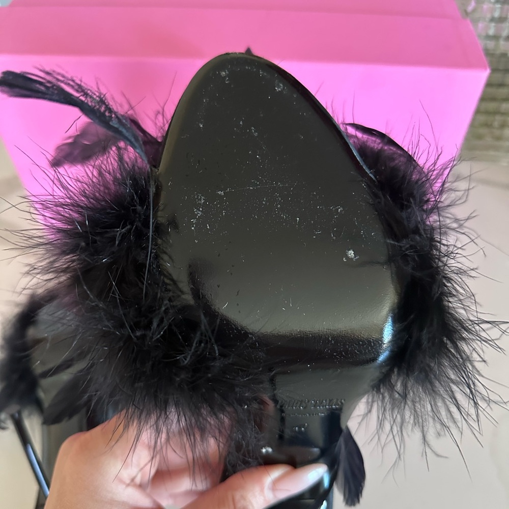 Paris Texas Black Feathered Heels - Picture 7 of 8